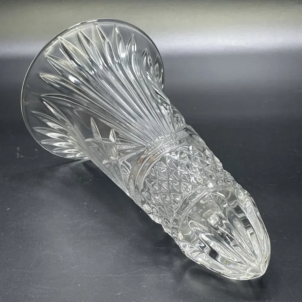 Vintage Godinger Shannon Crystal Vase 11” Cut Glass w/Silver Plated Ornate Stand